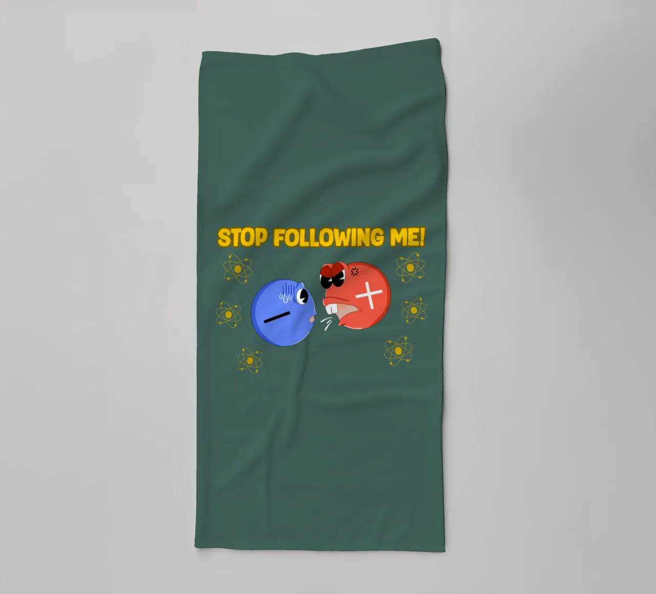 Proton and Electron Funny Science Atom Physics towel by sillyindustries