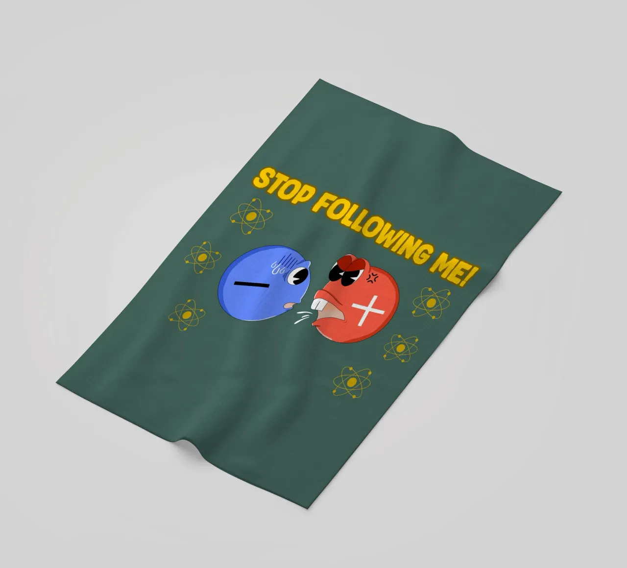 Proton and Electron Funny Science Atom Physics beach towel by sillyindustries