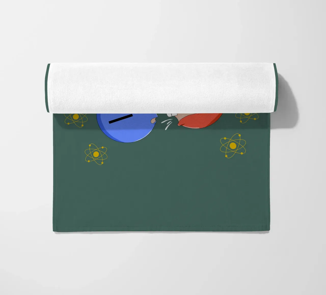 Proton and Electron Funny Science Atom Physics beach towel by sillyindustries
