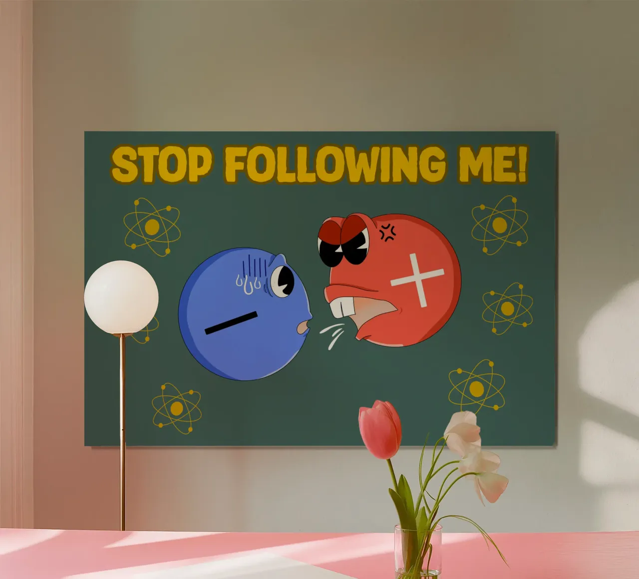 Protonio ed elettrone Scienza divertente Fisica dell'atomo poster da sillyindustries