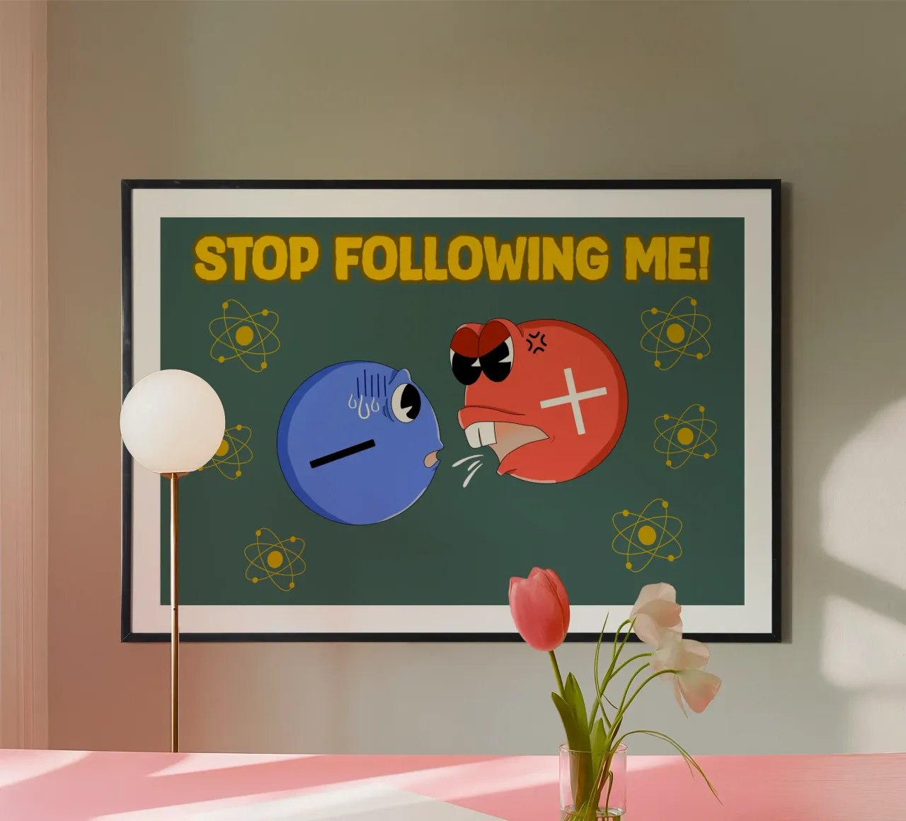 Protonio ed elettrone Scienza divertente Fisica dell'atomo poster da sillyindustries