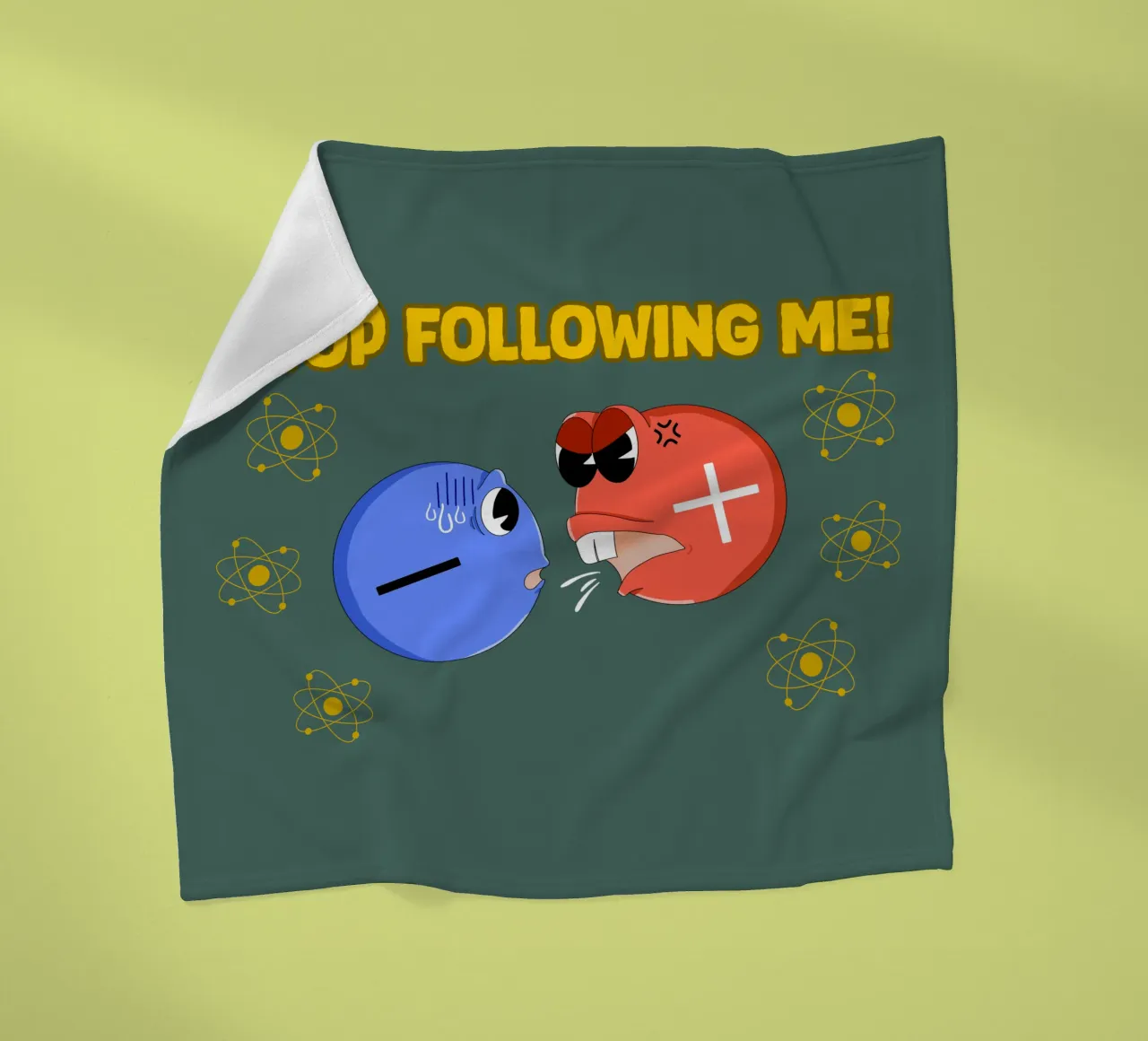 Proton and Electron Funny Science Atom Physics fleece blanket by sillyindustries