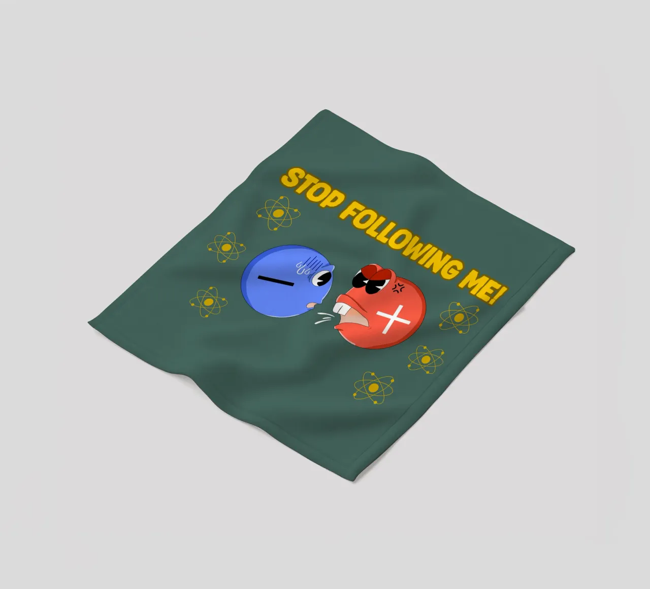 Proton and Electron Funny Science Atom Physics fleece blanket by sillyindustries
