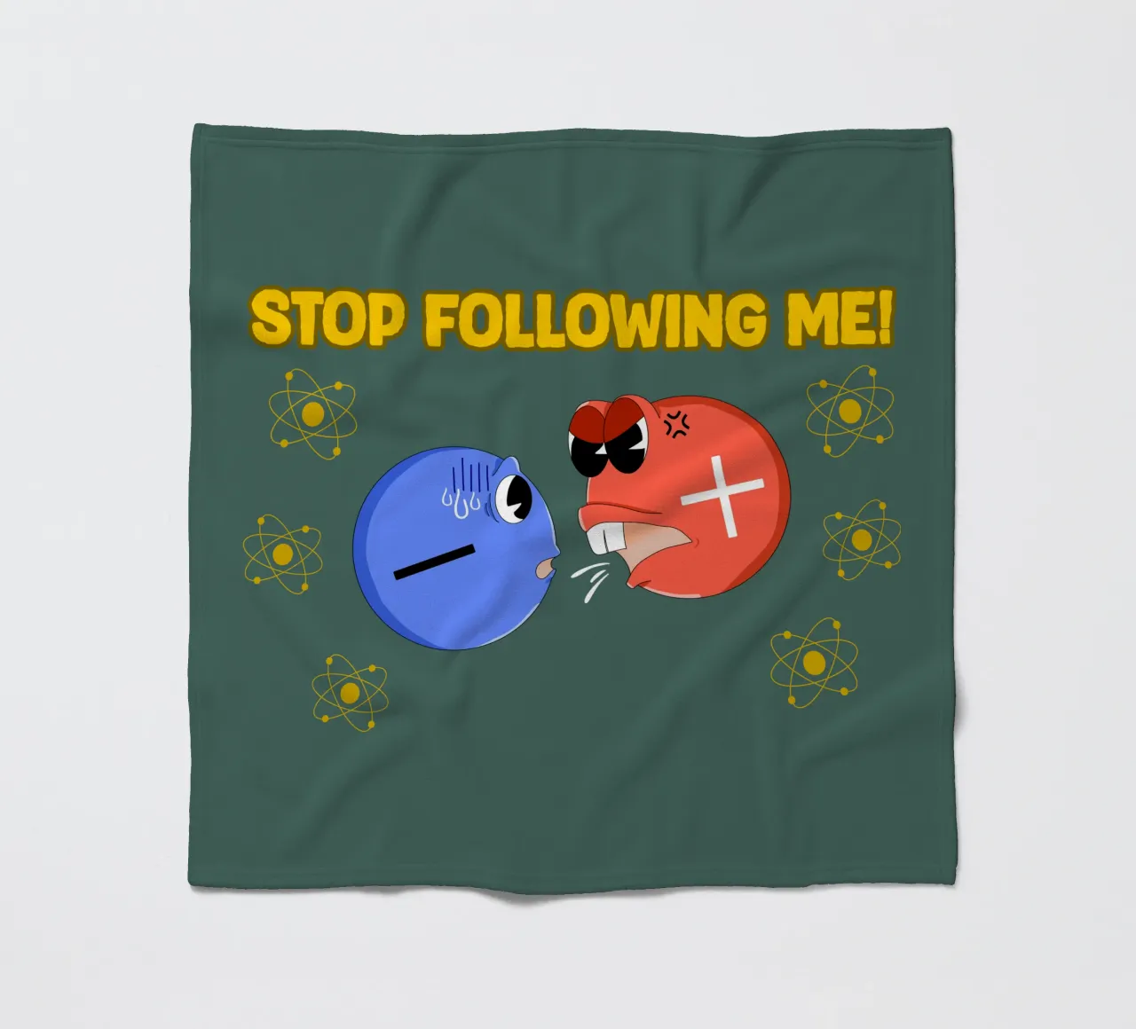 Proton and Electron Funny Science Atom Physics fleece blanket by sillyindustries