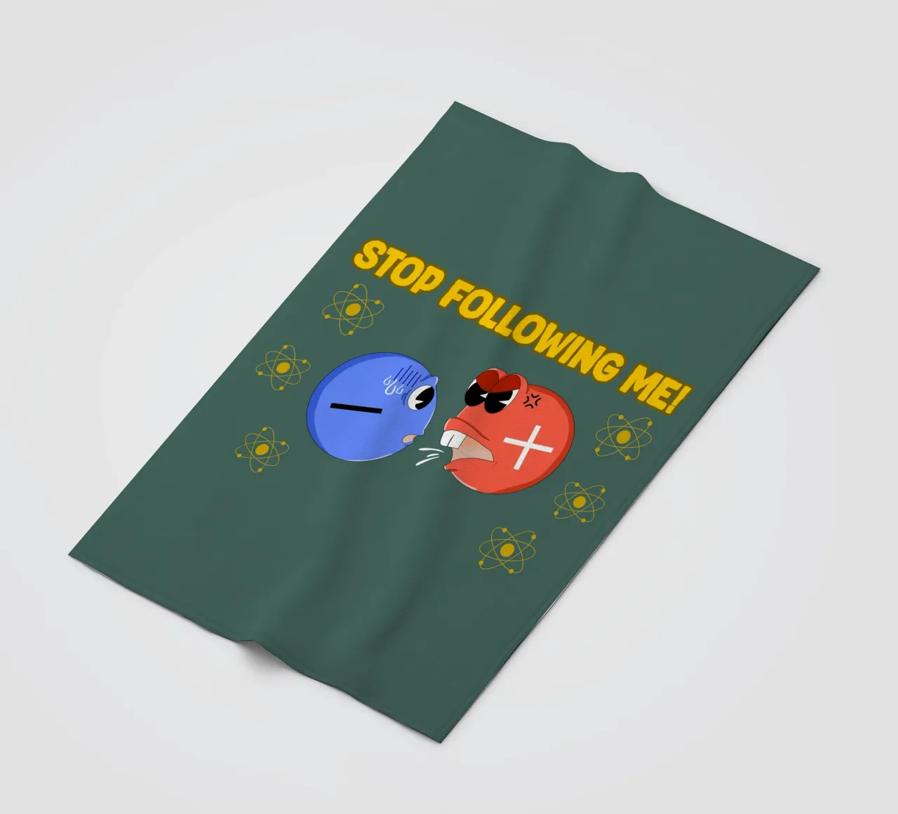 Proton and Electron Funny Science Atom Physics fleece blanket by sillyindustries