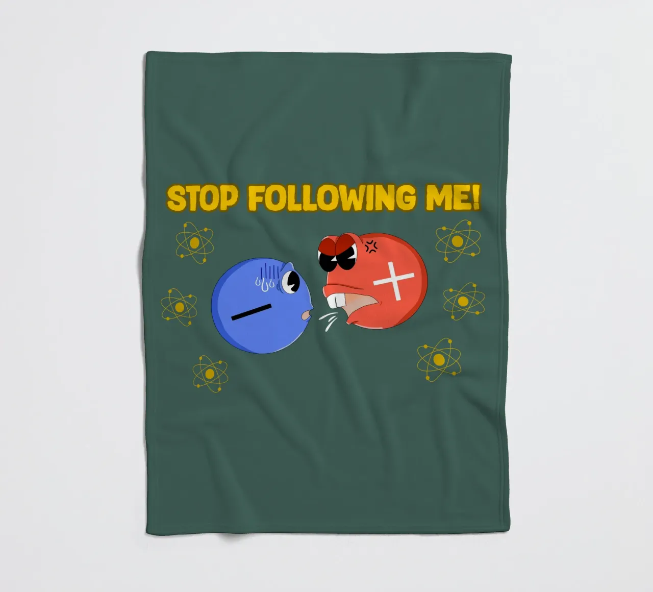 Proton and Electron Funny Science Atom Physics fleece blanket by sillyindustries