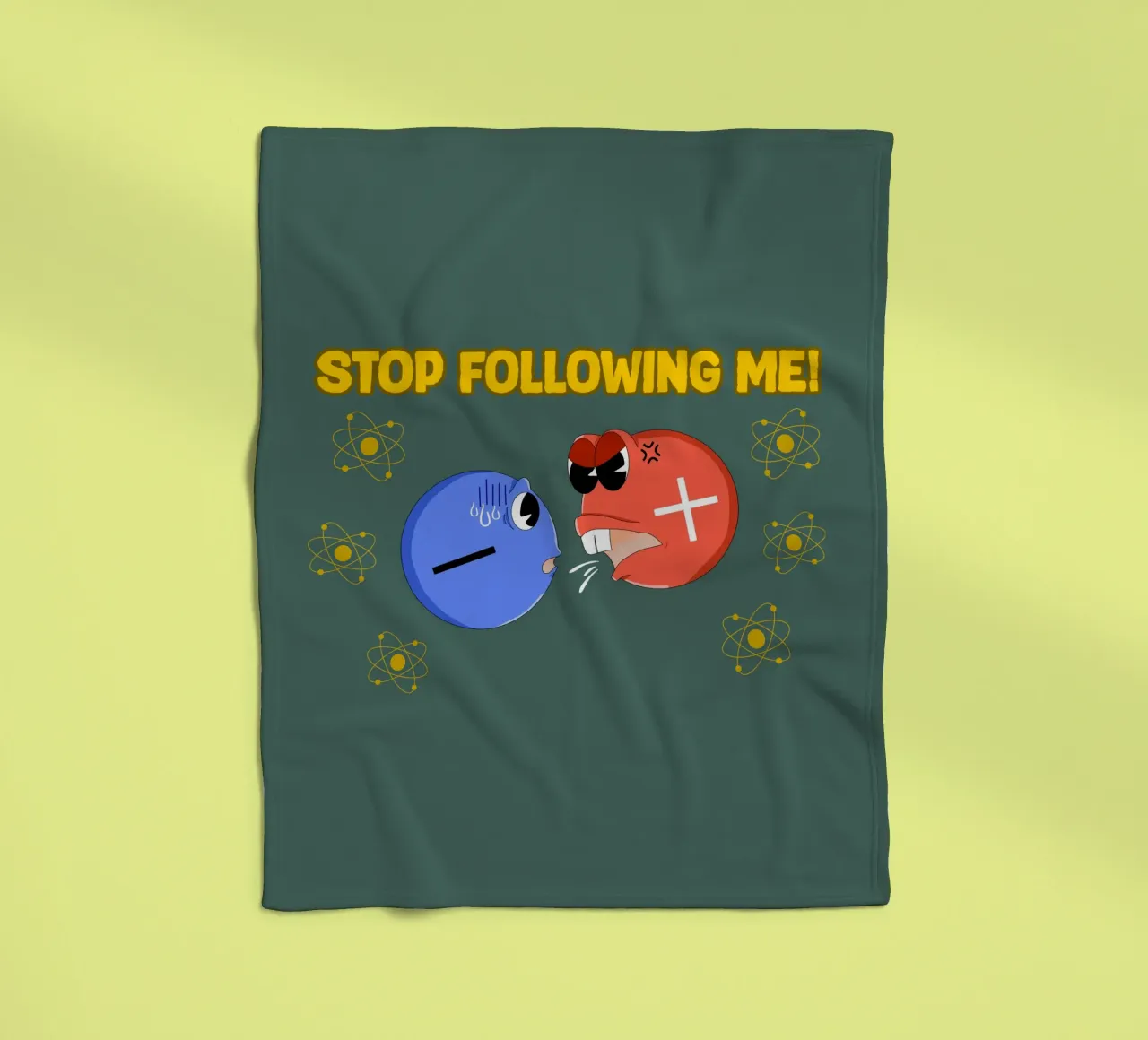 Proton and Electron Funny Science Atom Physics fleece blanket by sillyindustries