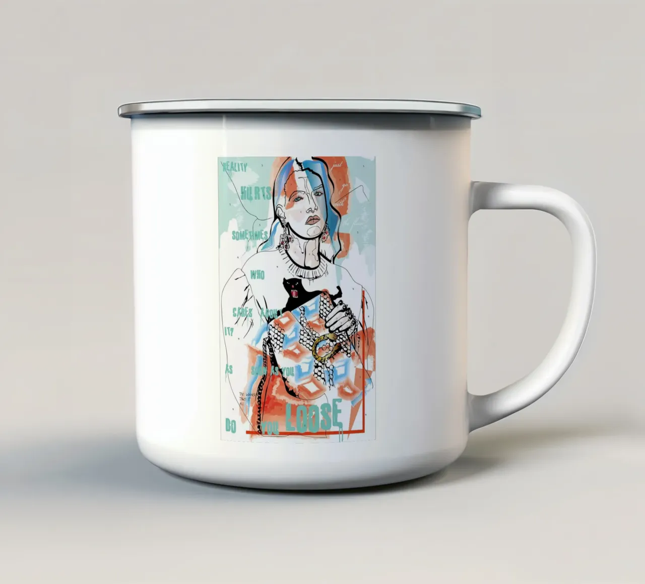 Reality Hurts Sometimes taza de esmalte de Marcell Naubert