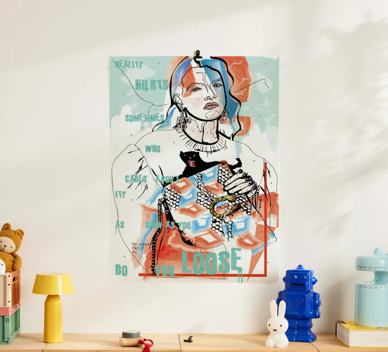 Reality Hurts Sometimes poster con telaio in legno da Marcell Naubert
