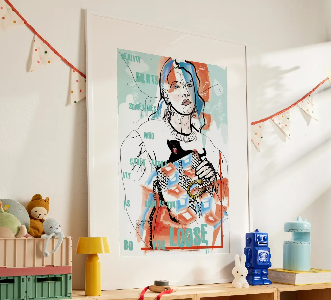Reality Hurts Sometimes poster con telaio in legno da Marcell Naubert