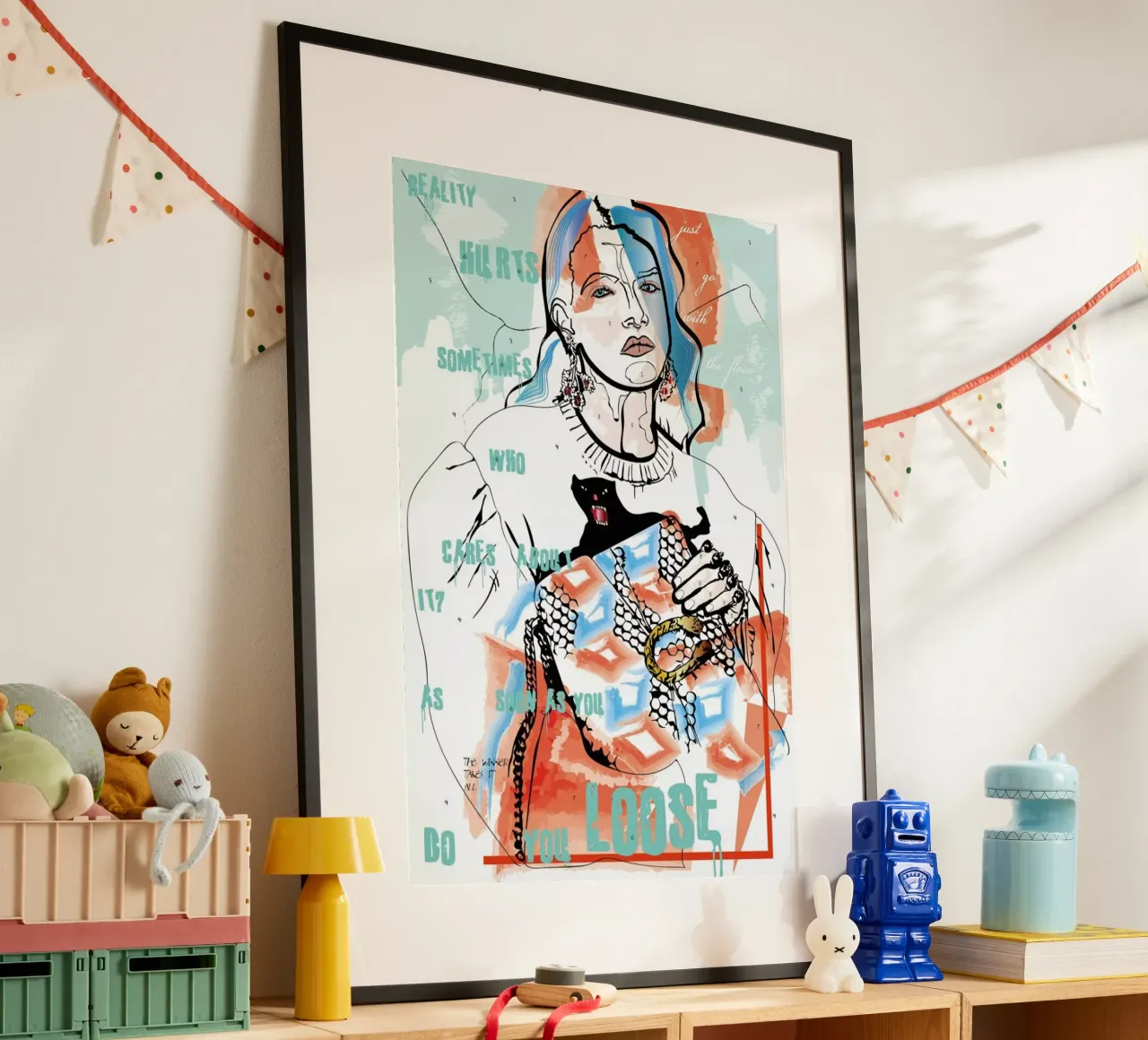 Reality Hurts Sometimes poster con telaio in legno da Marcell Naubert