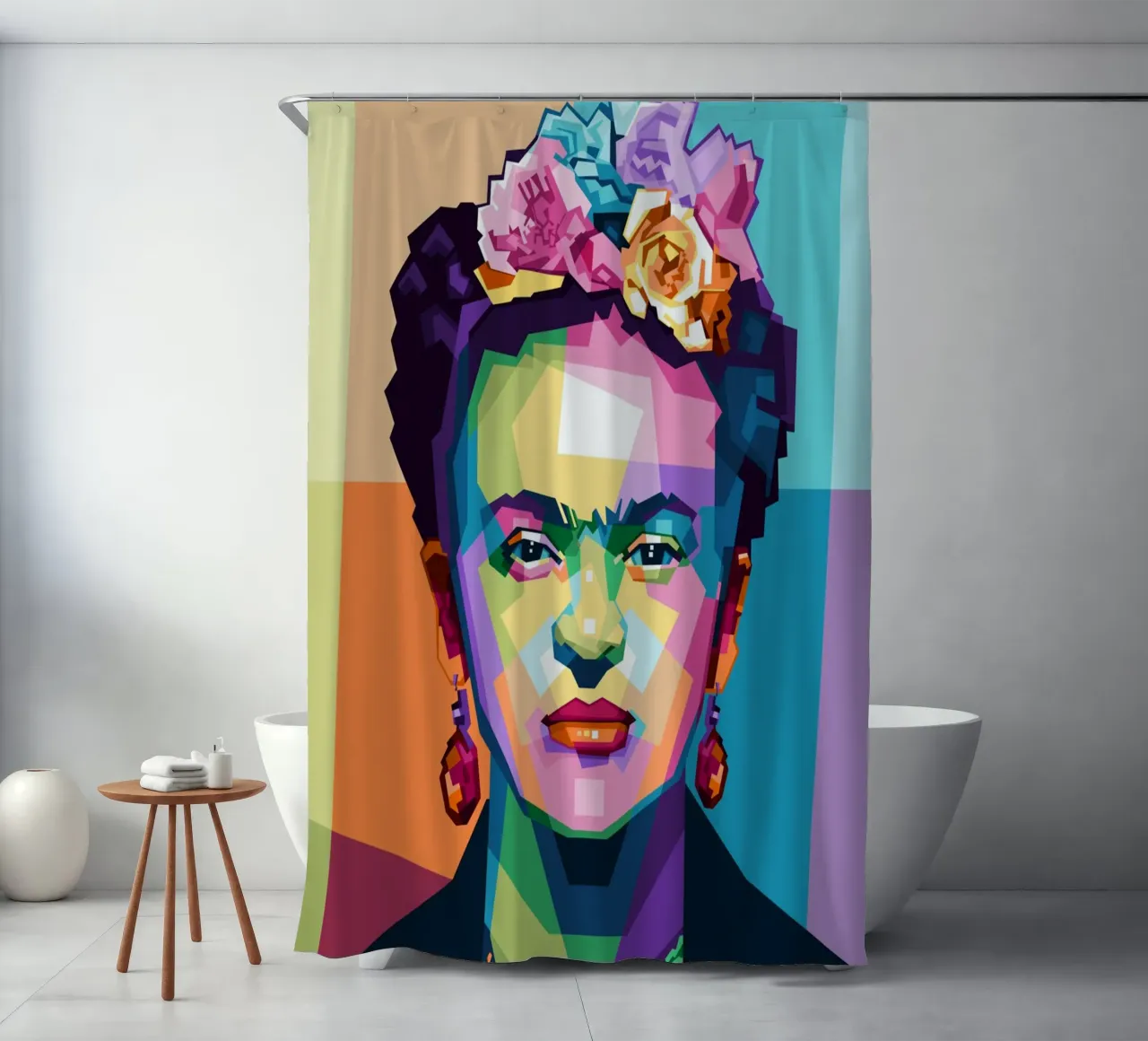 Kahlo WPAP trending now cortina de baño de Alkahfsmart