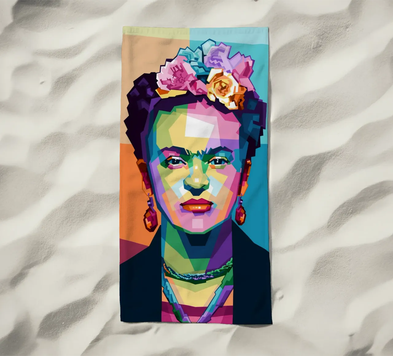 Kahlo WPAP di tendenza ora telo mare da Alkahfsmart