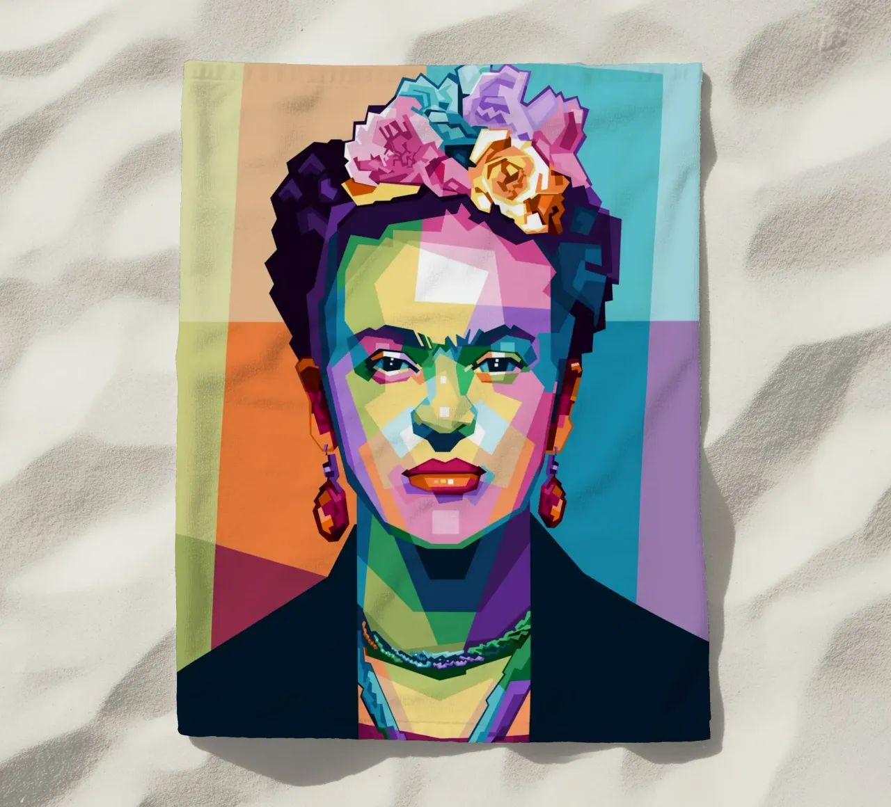 Kahlo WPAP di tendenza ora telo mare da Alkahfsmart