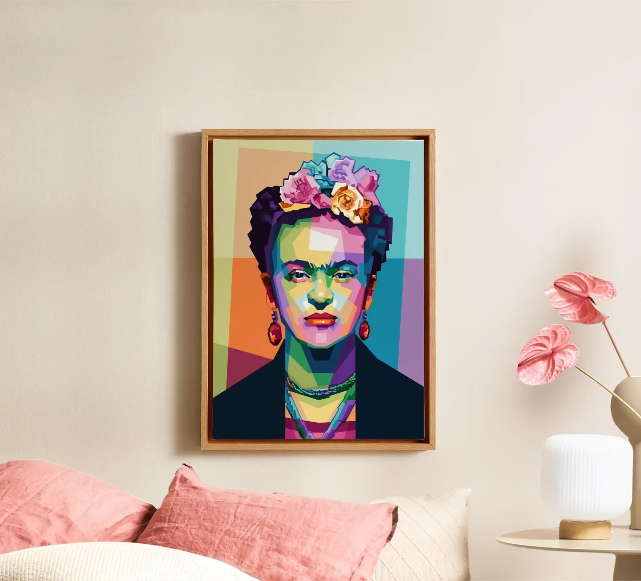 Kahlo WPAP di tendenza ora tela con Cornice a cassetta da Alkahfsmart