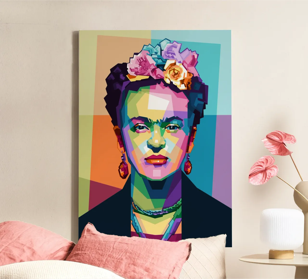 Kahlo WPAP di tendenza ora tela con Cornice a cassetta da Alkahfsmart