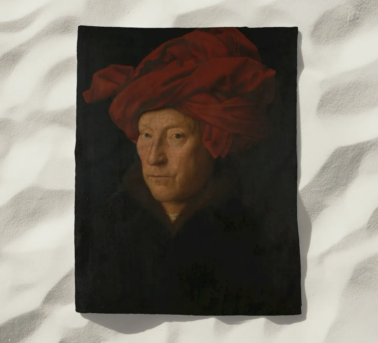 Jan Van Eyck - Portrait of a Man beach towel by William Store
