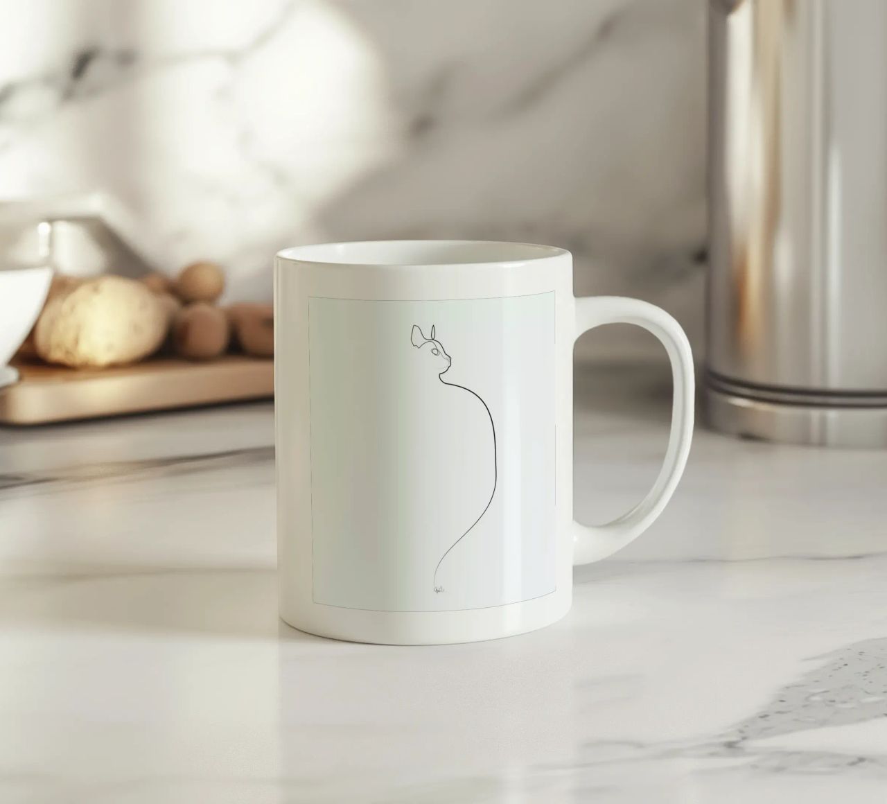 One Line Cat 0207 tazza in ceramica da Quibe