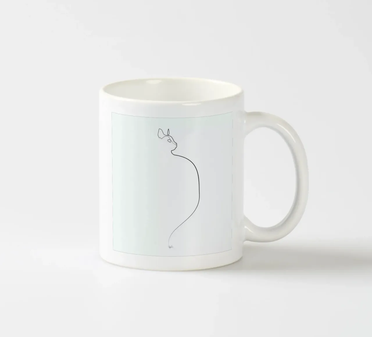 One Line Cat 0207 mug en céramique de Quibe