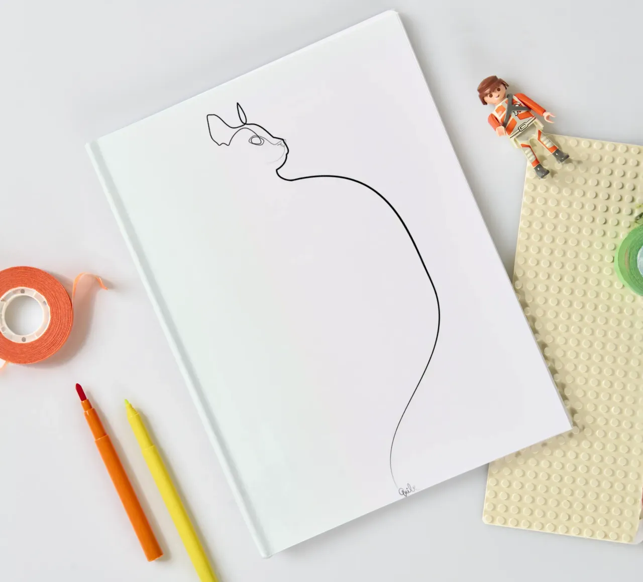 One Line Cat 0207 notebook by Quibe