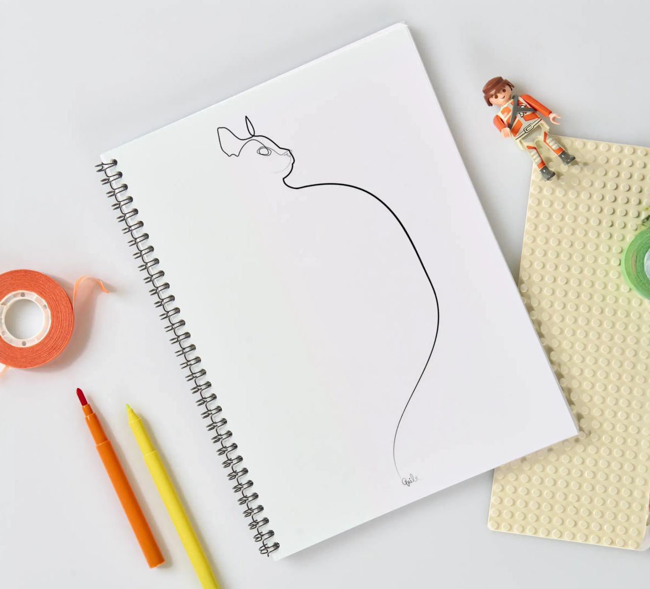 One Line Cat 0207 spiral notebook by Quibe