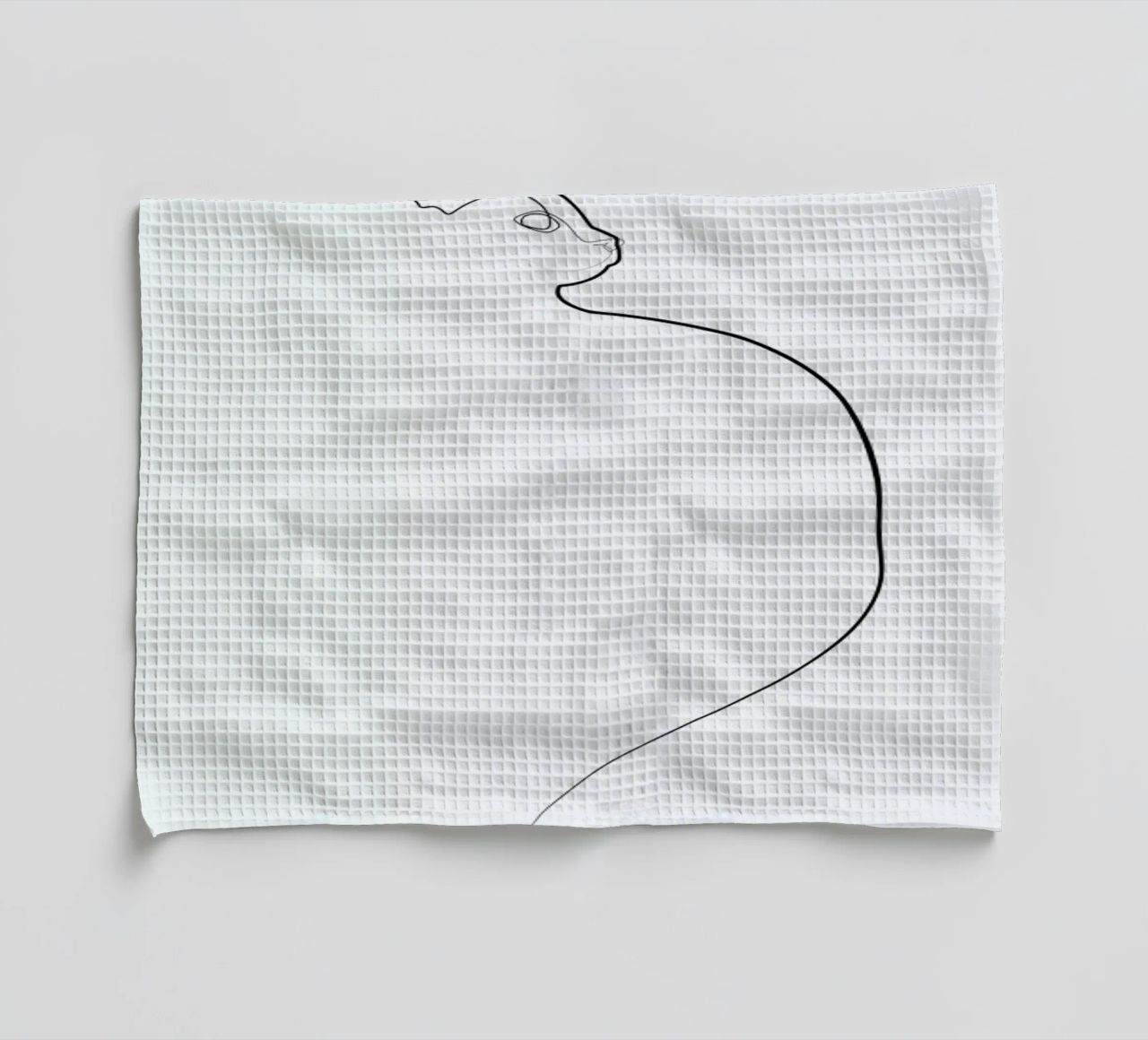 One Line Cat 0207 tea towel by Quibe