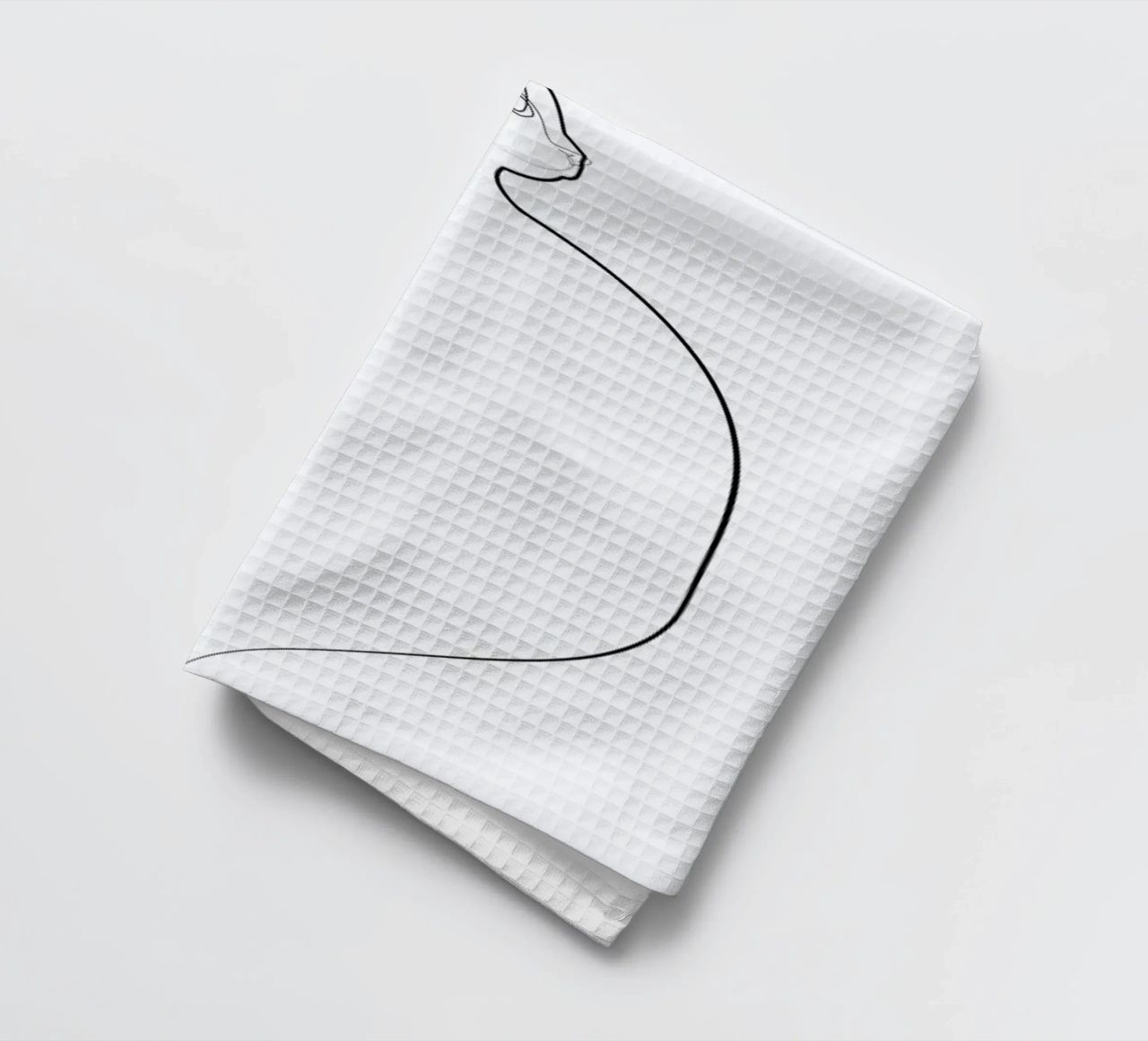 One Line Cat 0207 tea towel by Quibe
