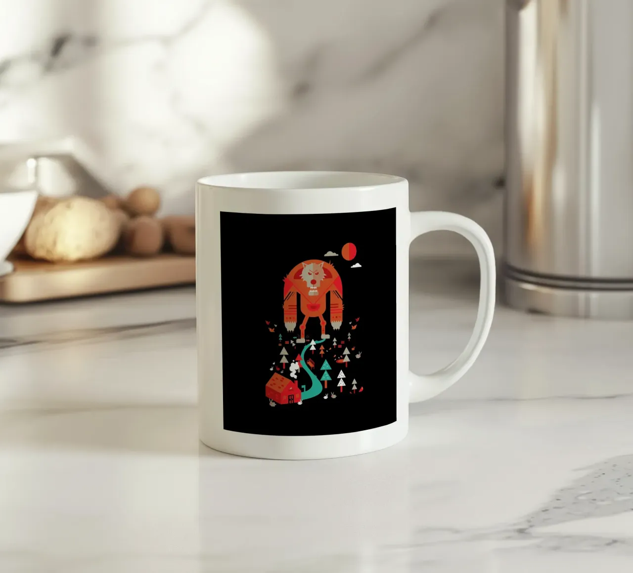 Wolf ceramic mug by Petros Afshar