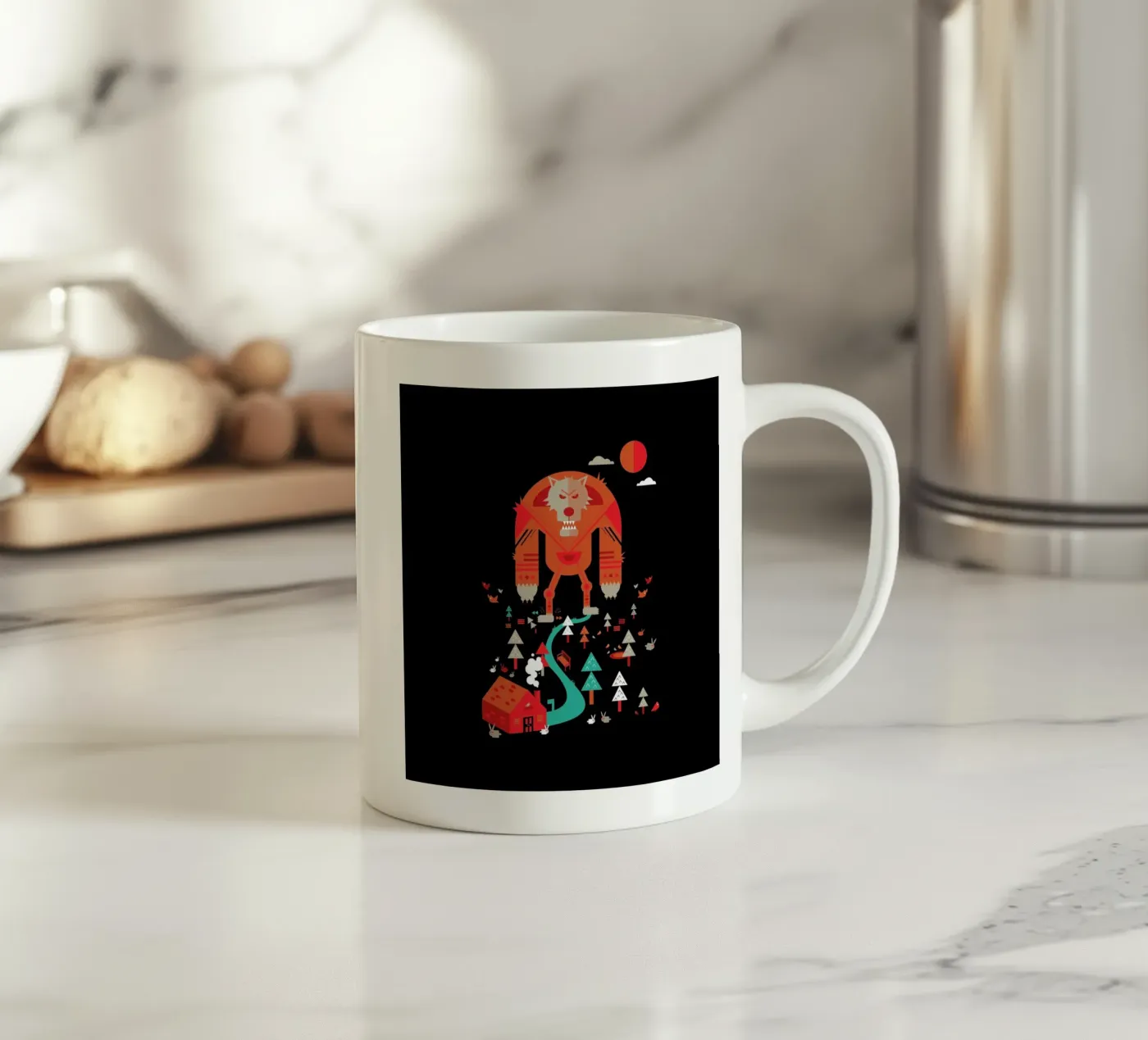 Wolf ceramic mug by Petros Afshar