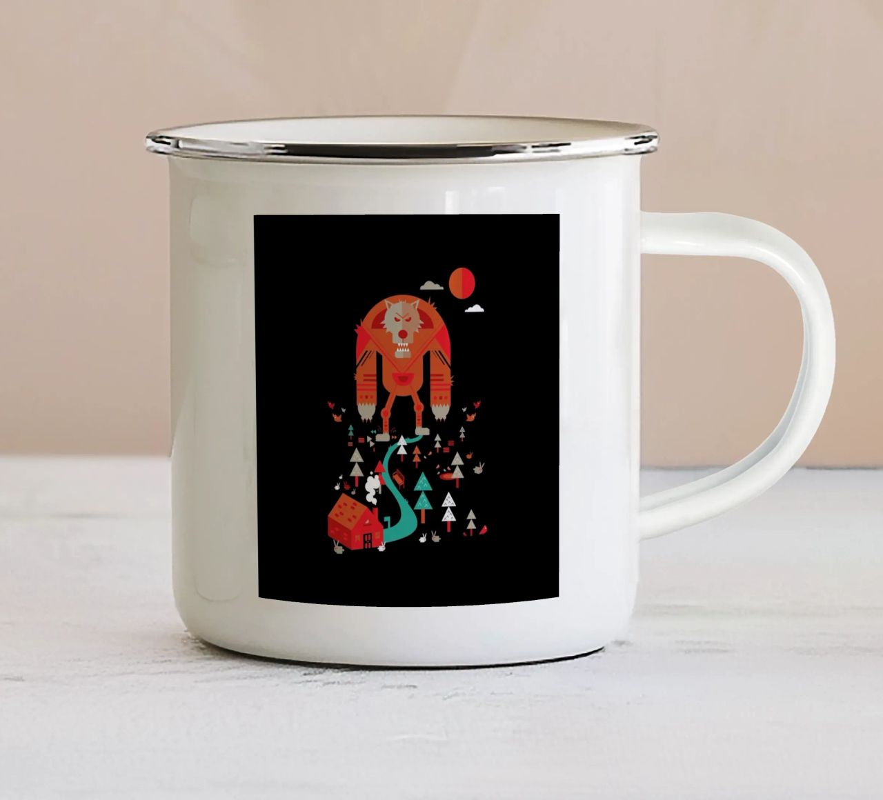 Wolf tazza in smalto da Petros Afshar