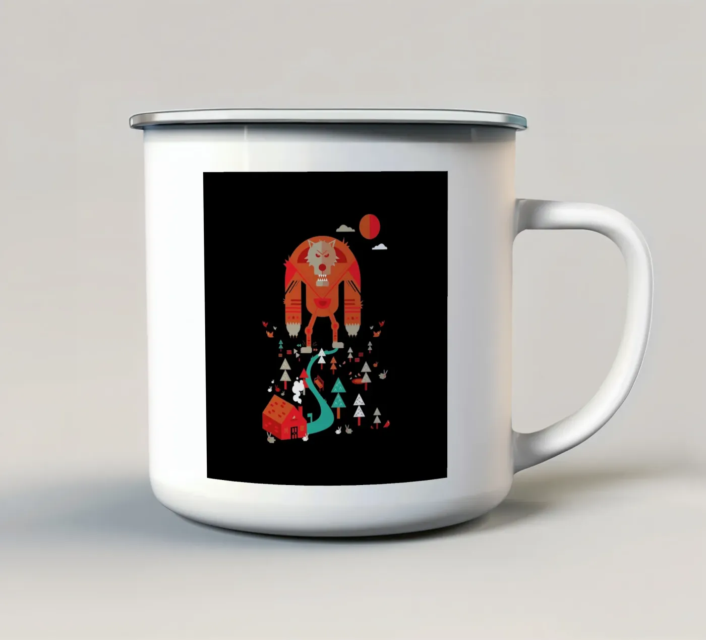 Wolf enamel mug by Petros Afshar