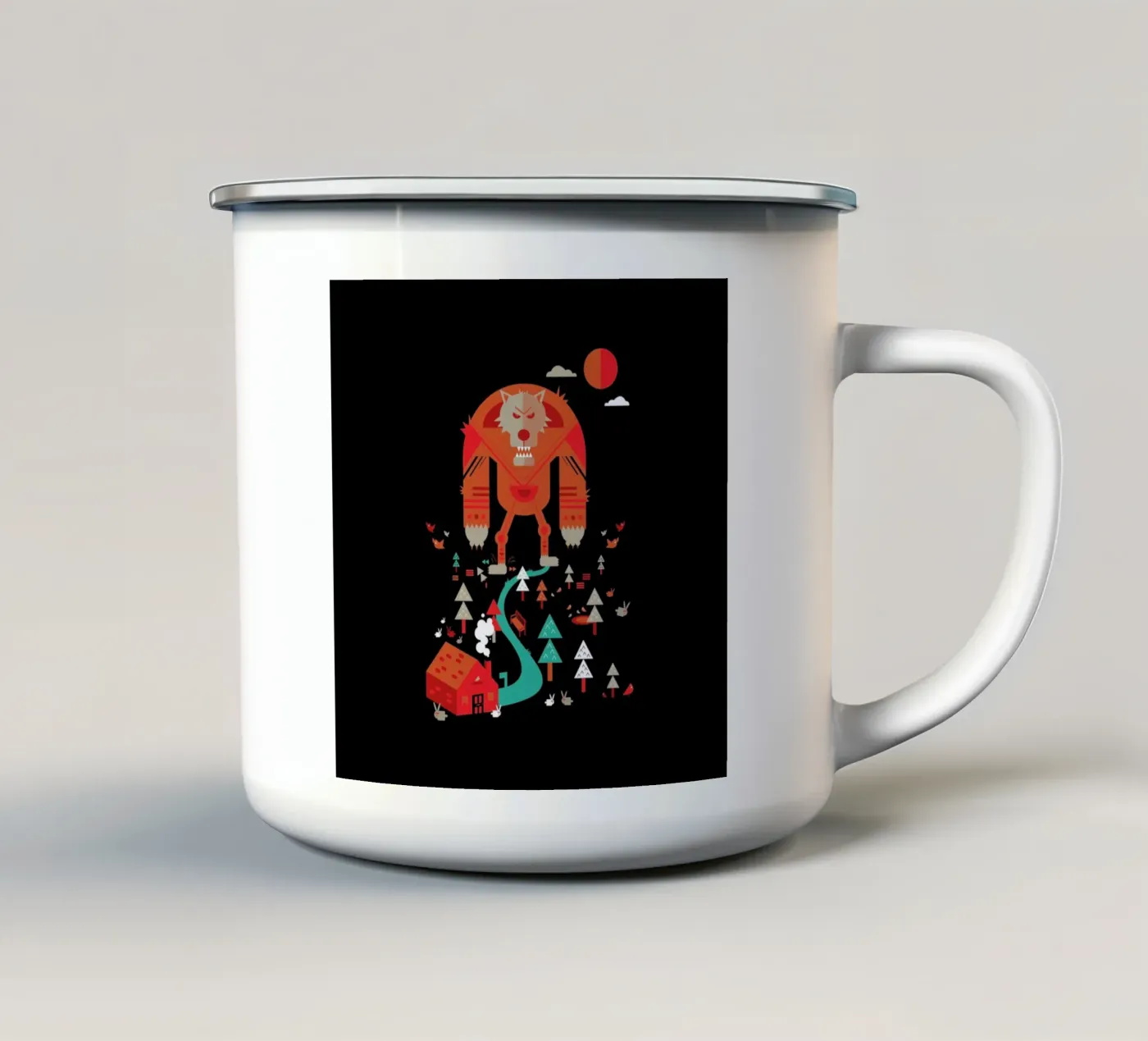 Wolf emaille mok van Petros Afshar