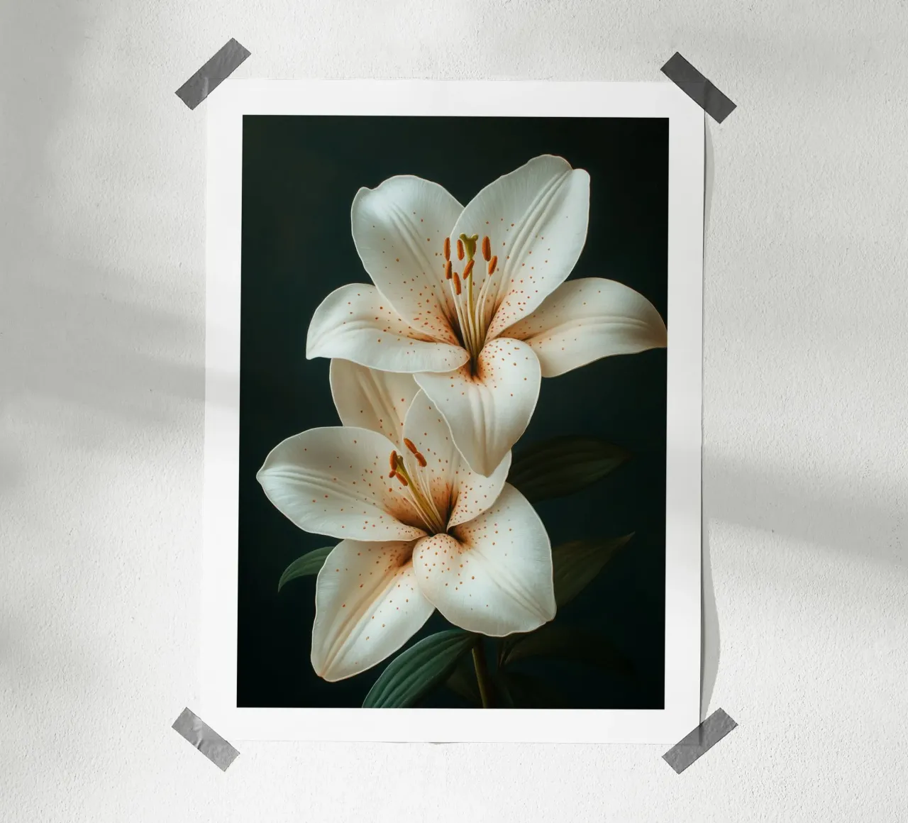 Eleganti gigli bianchi poster con telaio in plastica da Flora & Horizon