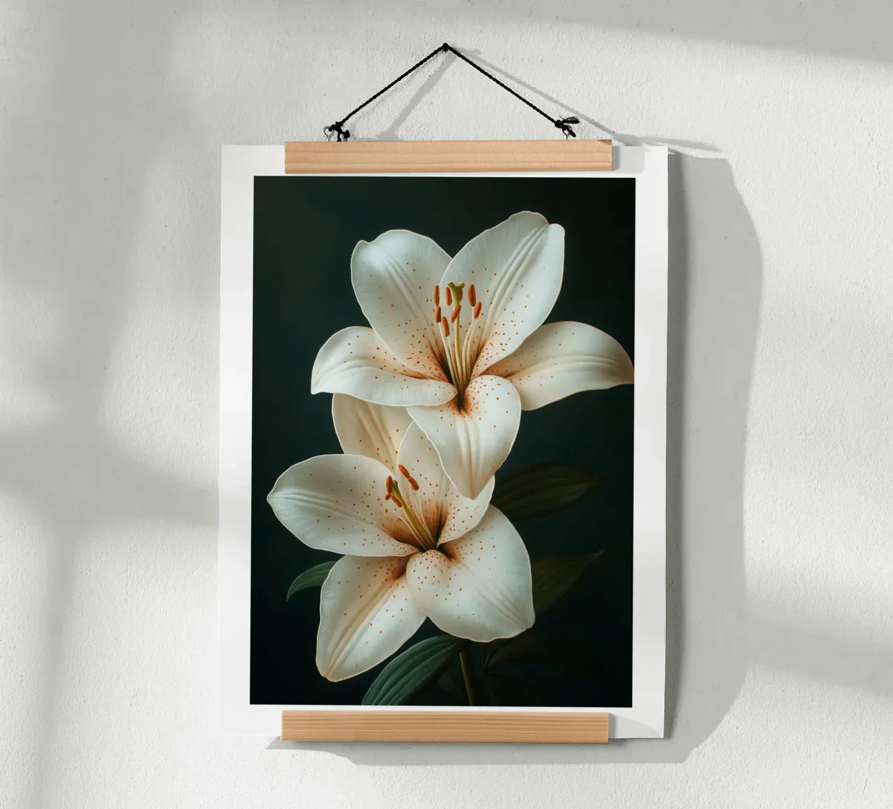 Eleganti gigli bianchi poster con telaio in plastica da Flora & Horizon