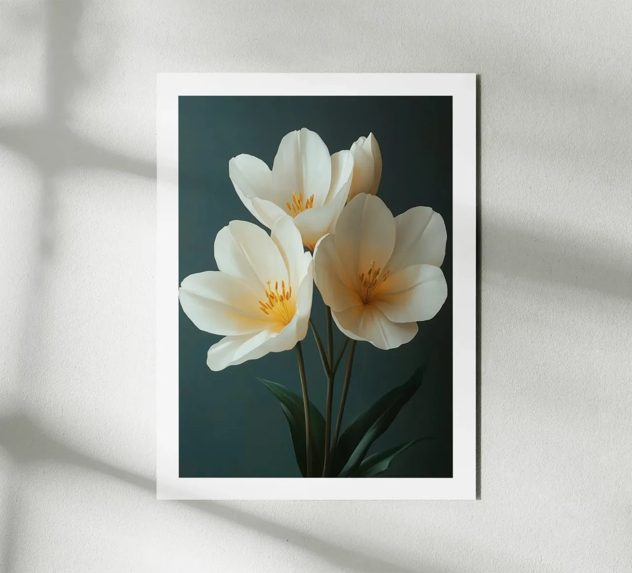 Tulipanes blancos aluminio dibond de Flora & Horizon