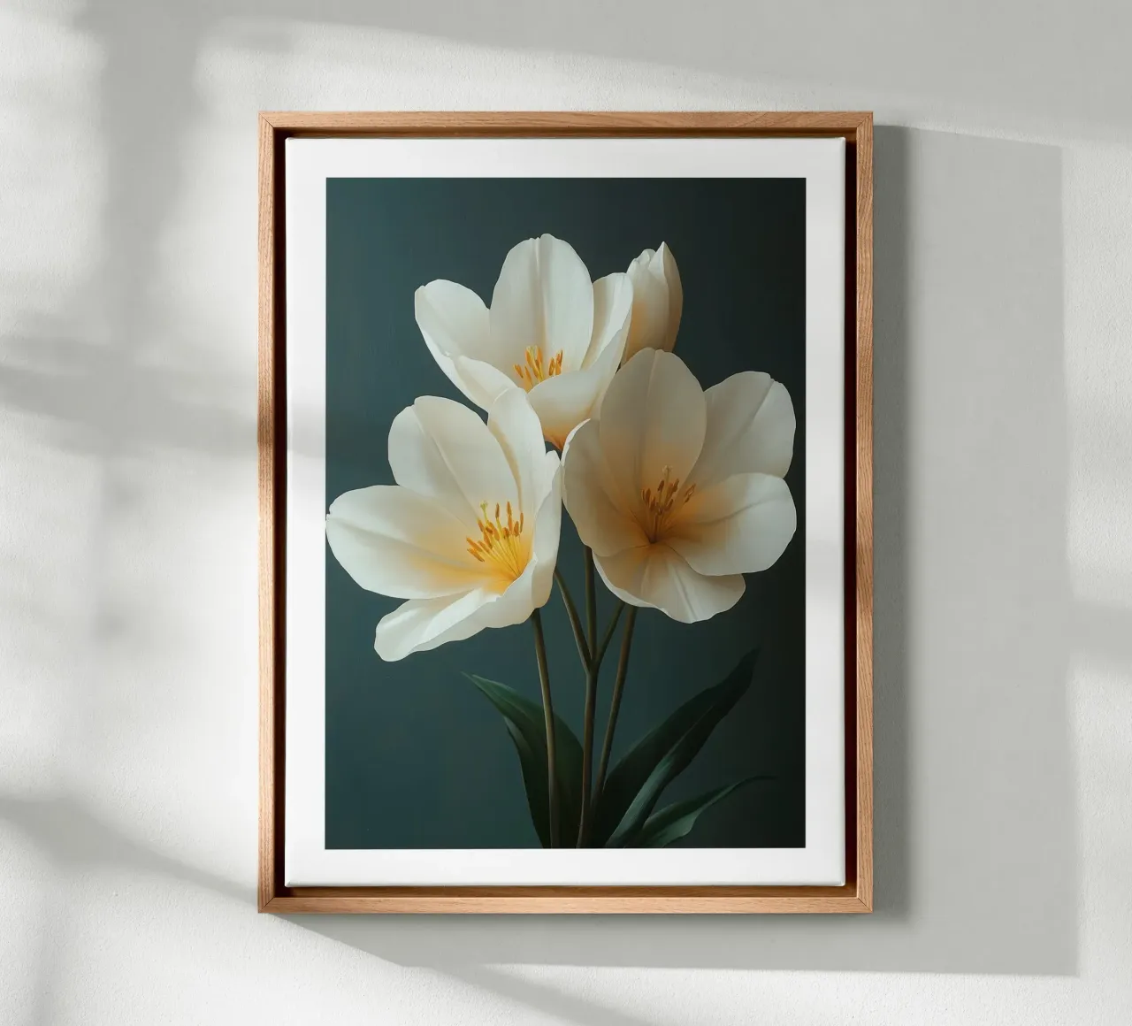 Tulipani bianchi tela con Cornice a cassetta da Flora & Horizon