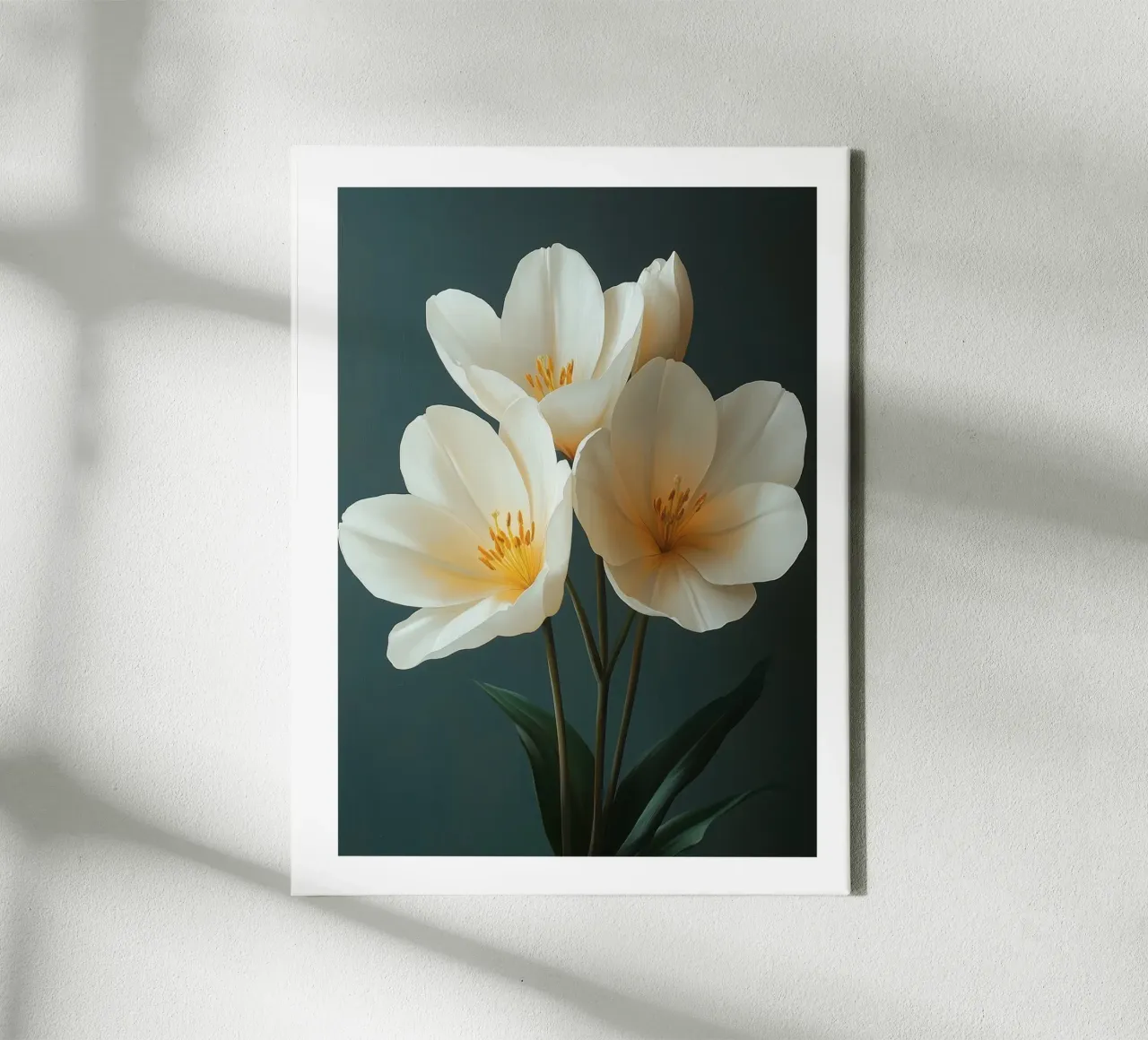 Tulipani bianchi tela con Cornice a cassetta da Flora & Horizon