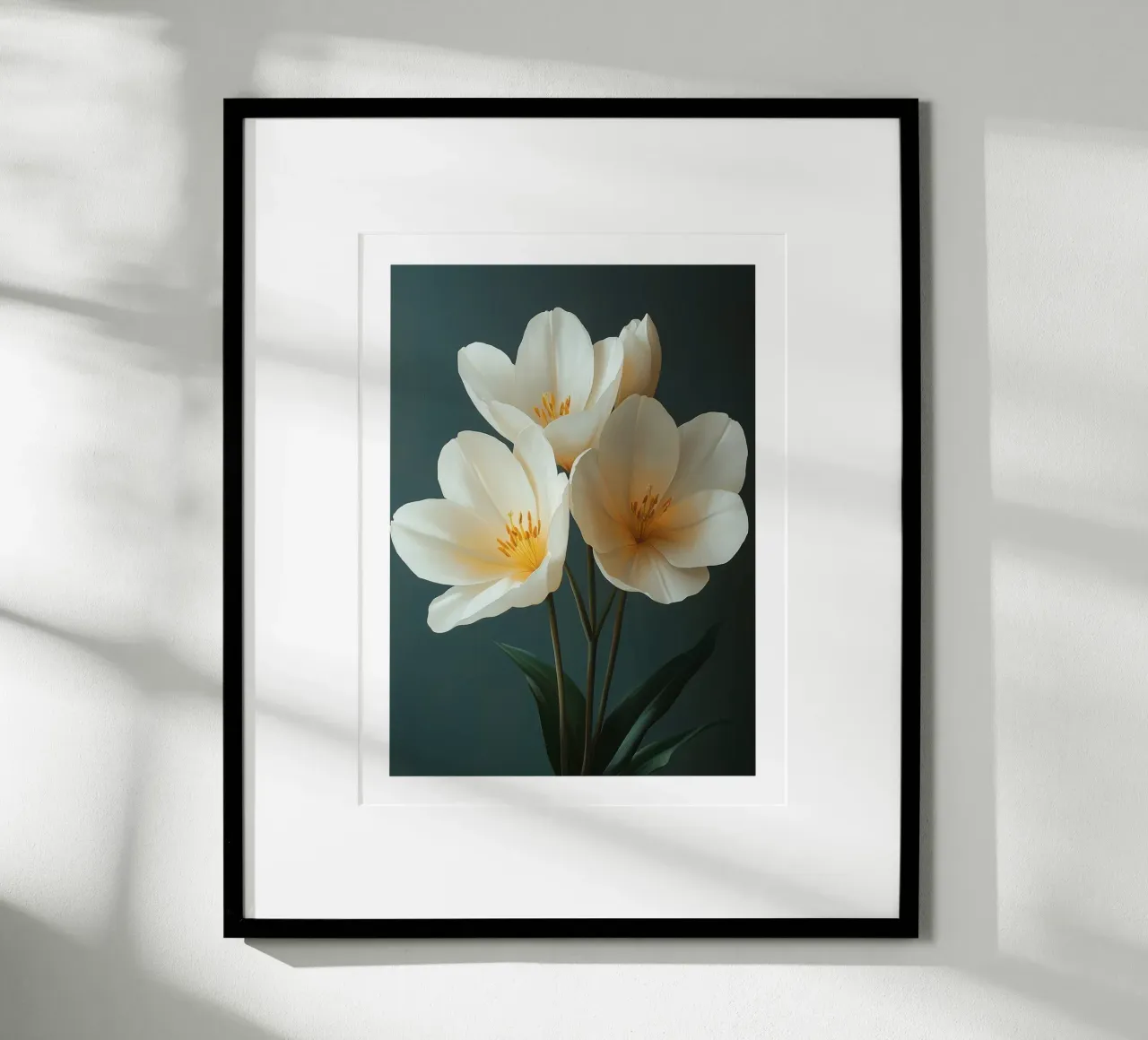 Tulipani bianchi poster con telaio in plastica da Flora & Horizon