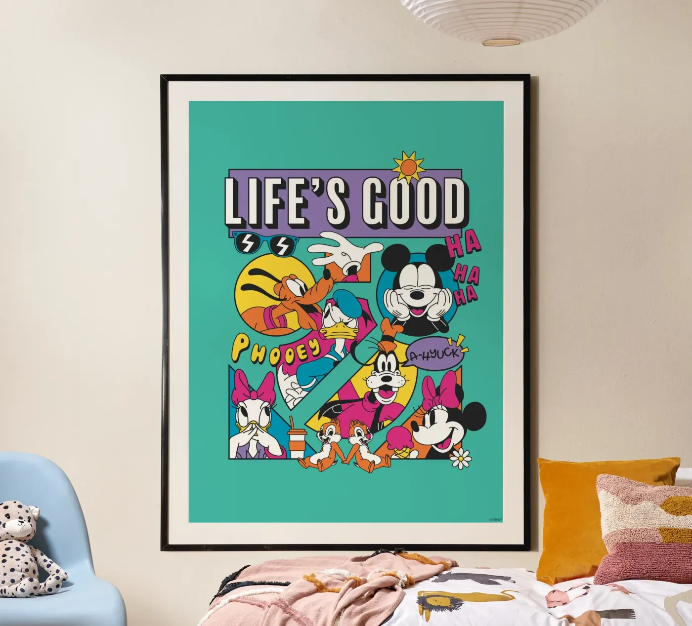 Mickey & Friends - Life´s good poster met houten frame van Mickey Mouse