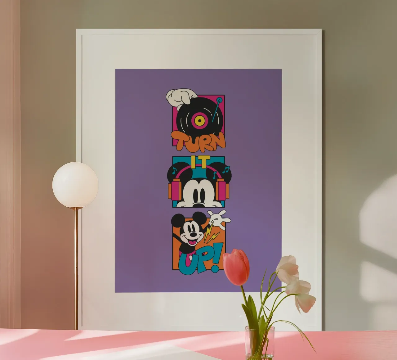 DJ Mickey poster con telaio in plastica da Mickey Mouse