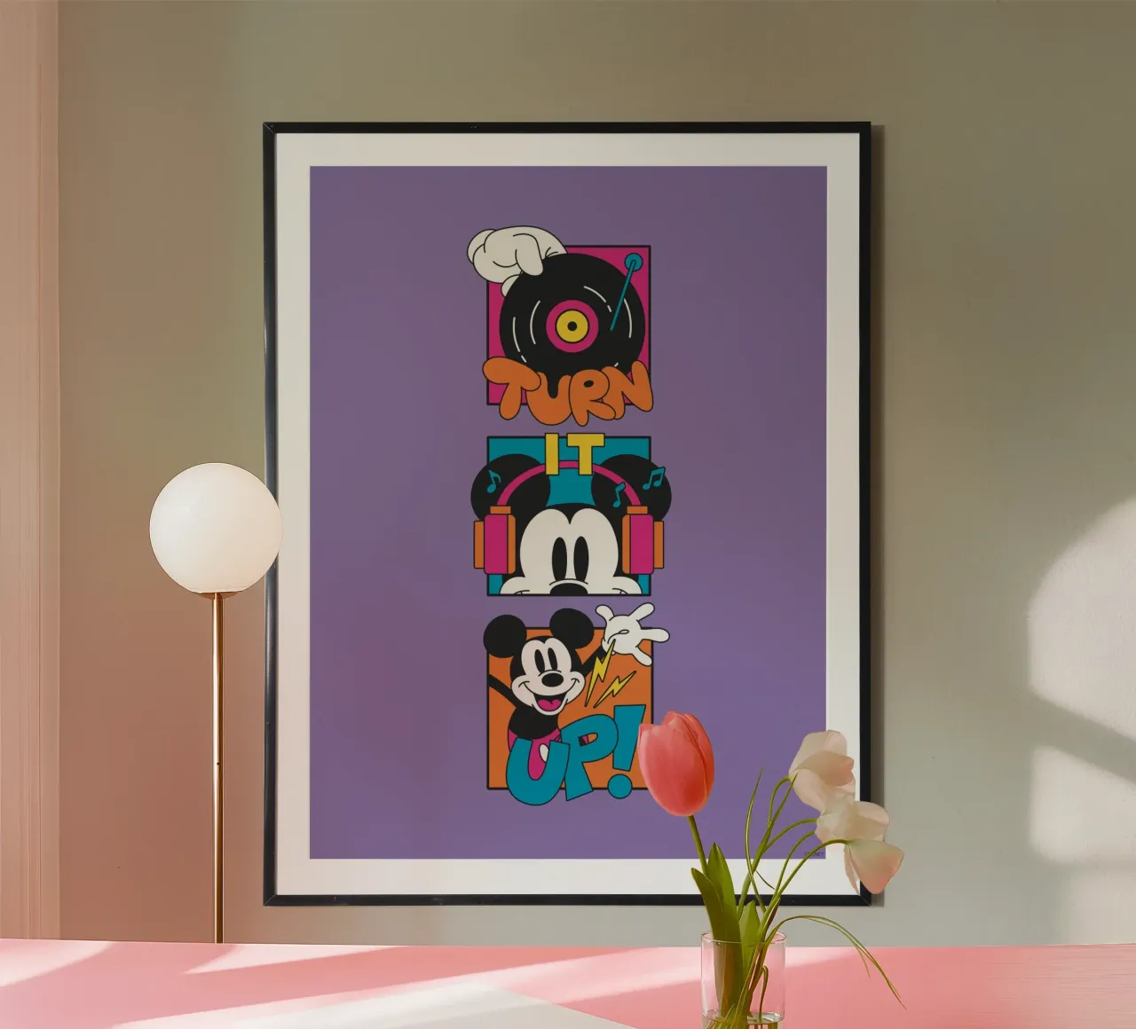 DJ Mickey poster con telaio in plastica da Mickey Mouse