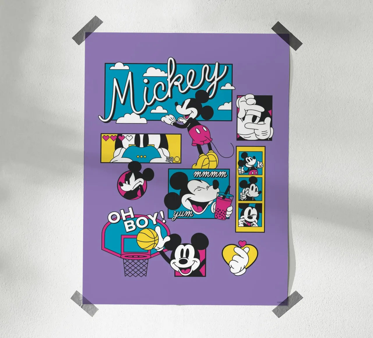 Mickey - Lebensfreude poster con telaio in legno da Mickey Mouse