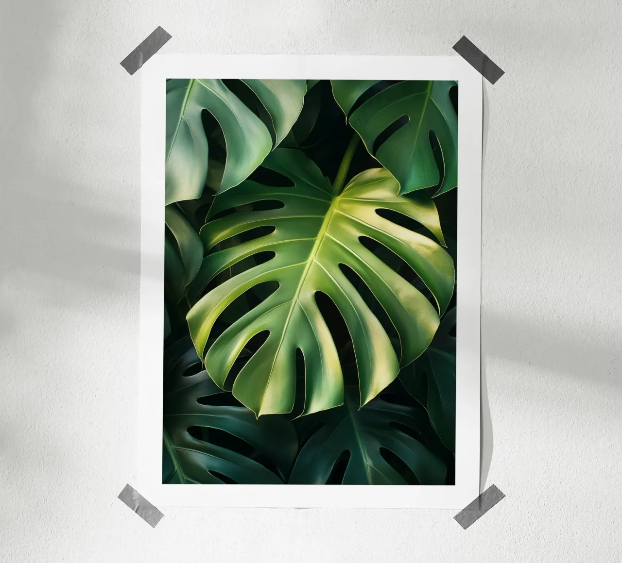 Foglie di Monstera poster con telaio in legno da Flora & Horizon
