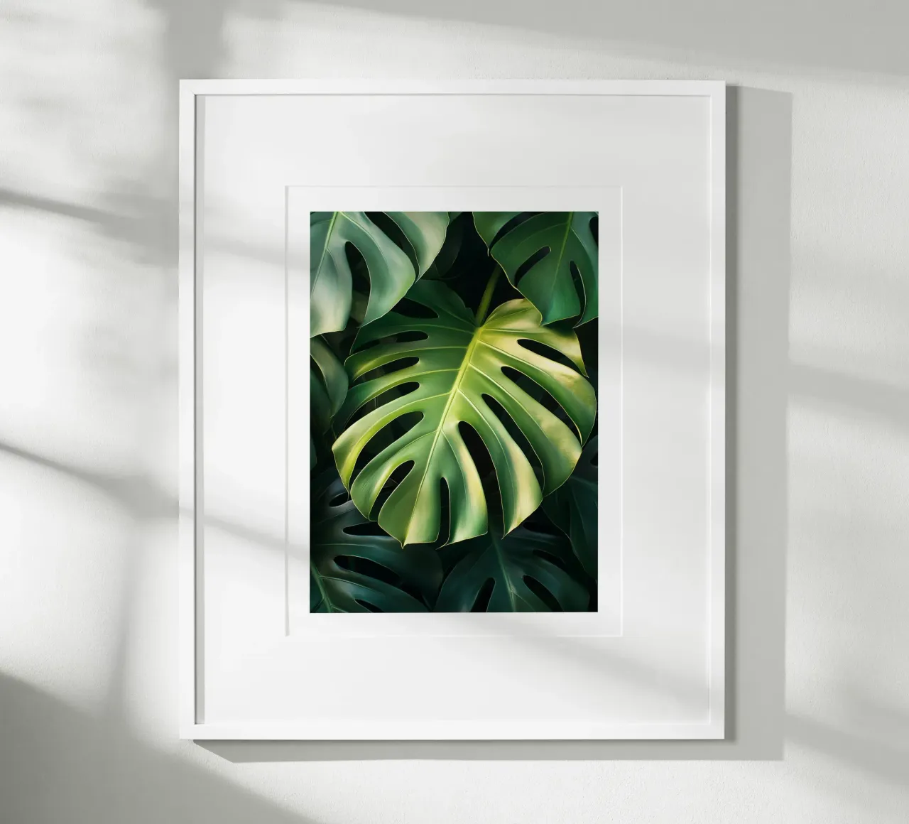 Foglie di Monstera poster con telaio in legno da Flora & Horizon