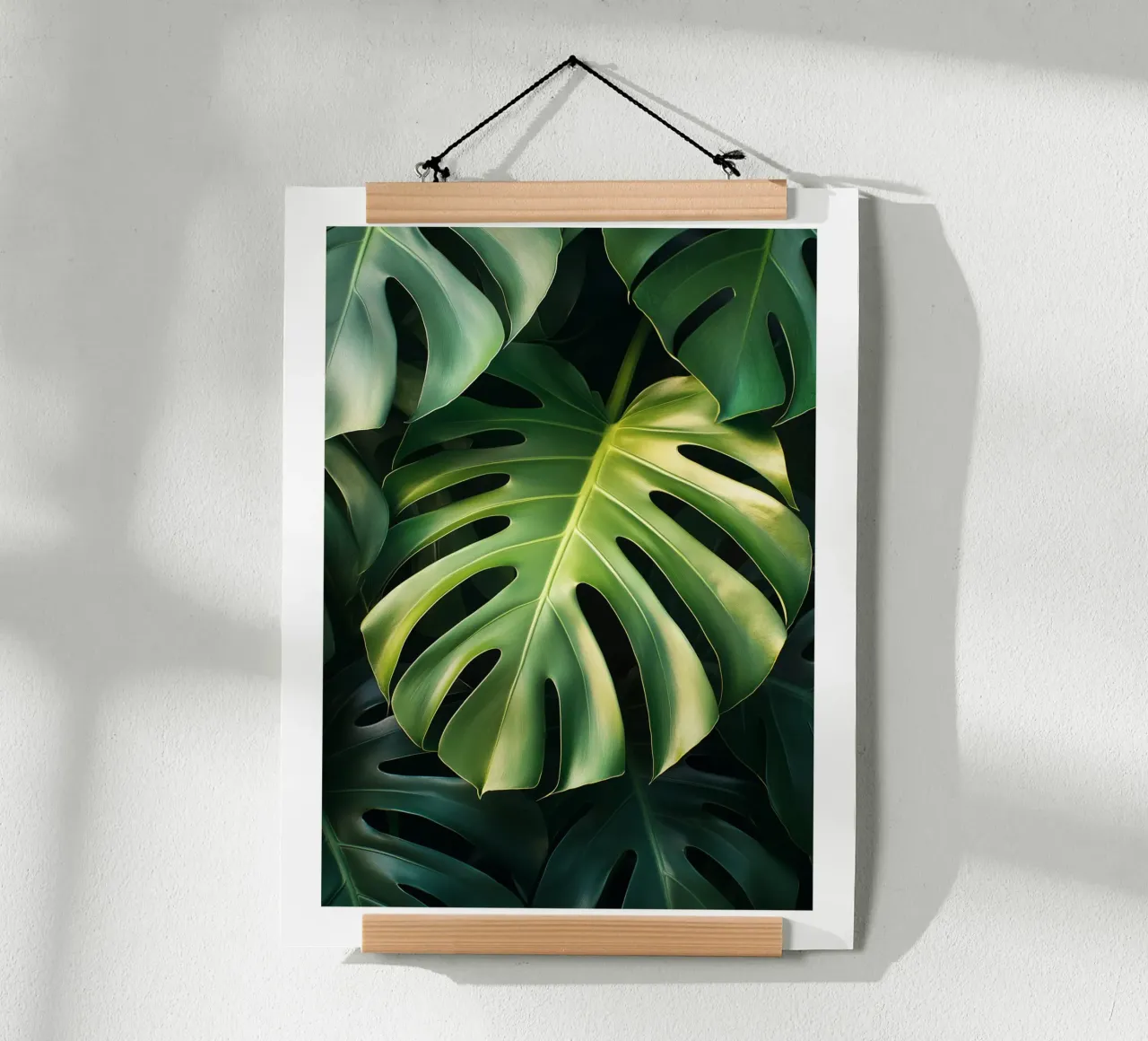Foglie di Monstera poster con telaio in legno da Flora & Horizon