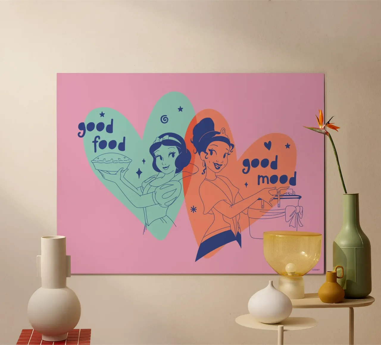 Schneewittchen & Tiana: Magie aus der Küche poster with aluminum frame by Disney Princess