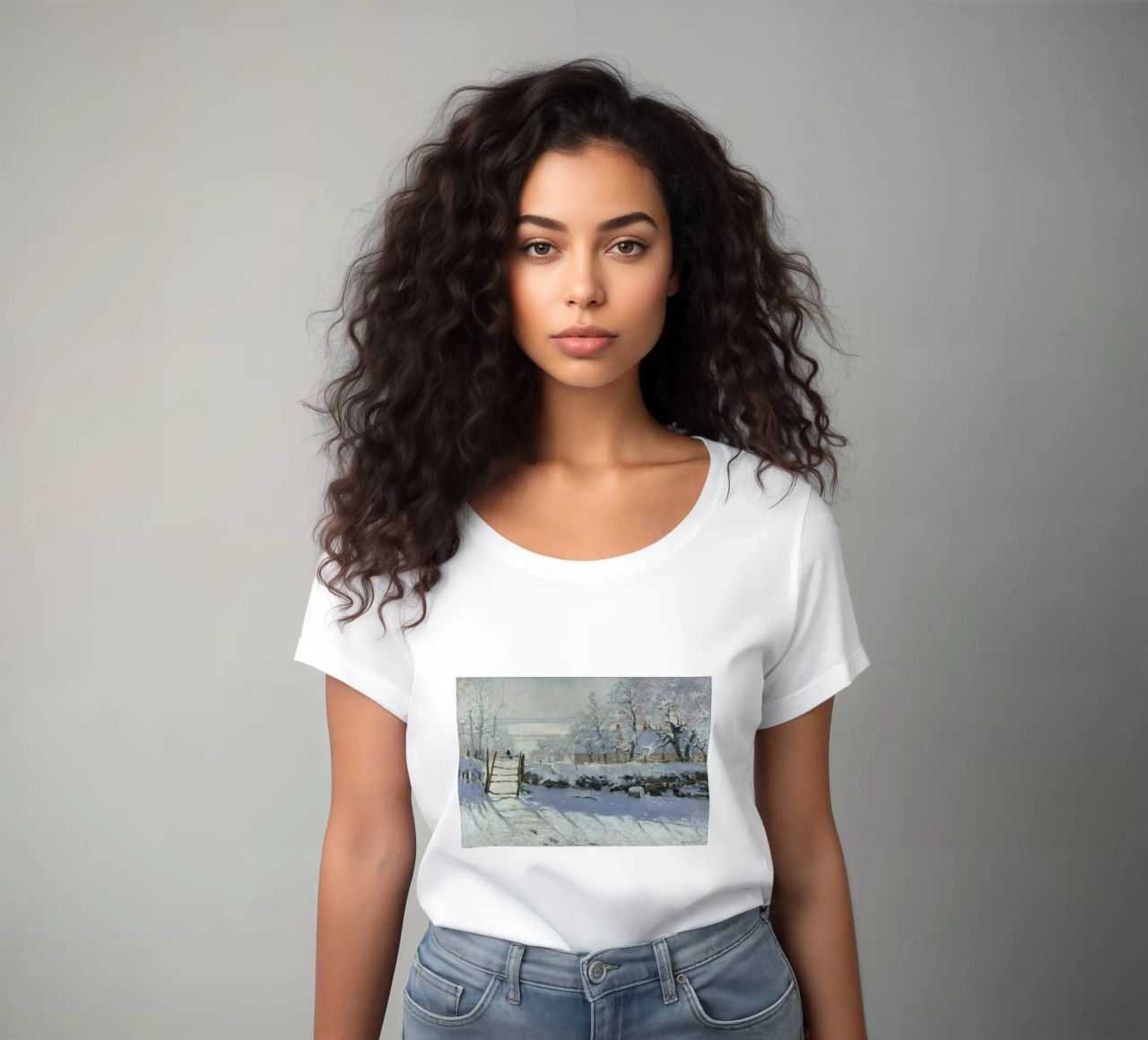Claude Monet - The Magpie women's fitted t-shirt by Timeless Artworks