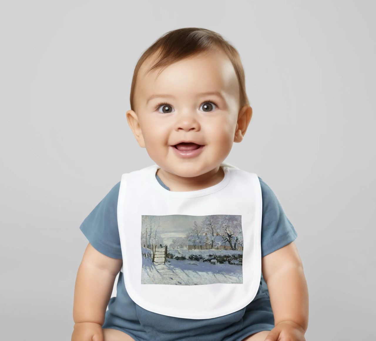Claude Monet - The Magpie baby bib by Timeless Artworks