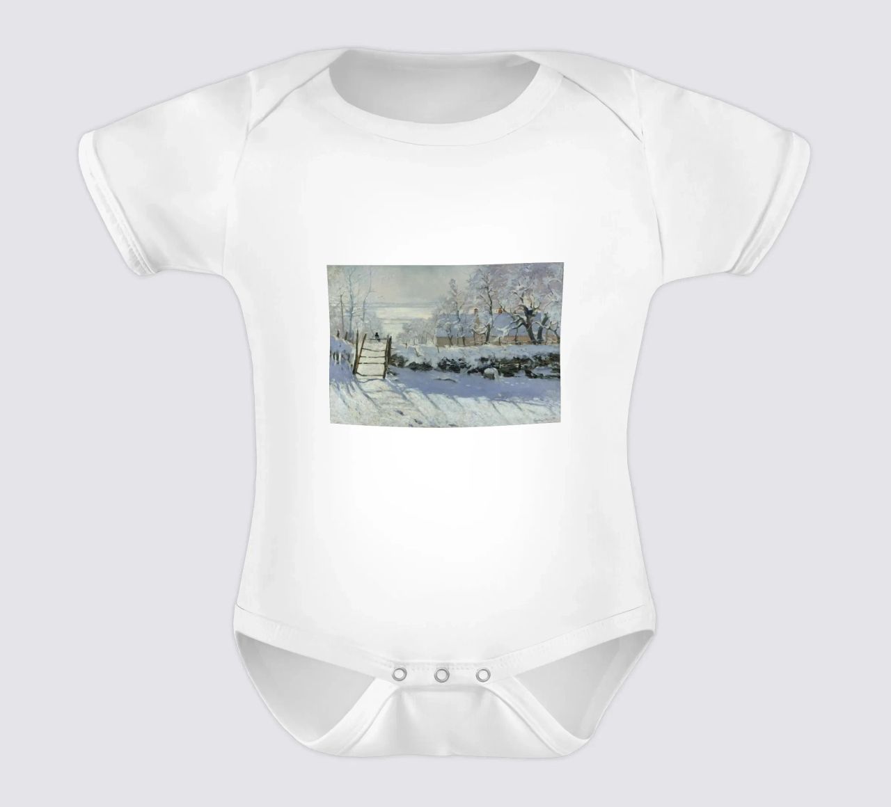 Claude Monet - The Magpie short-sleeve baby romper by Timeless Artworks