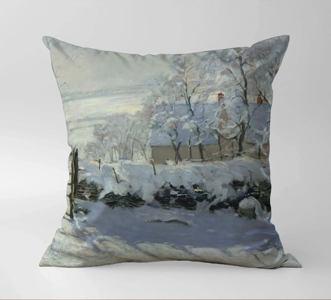 Claude Monet - The Magpie decorative cushion by Timeless Artworks